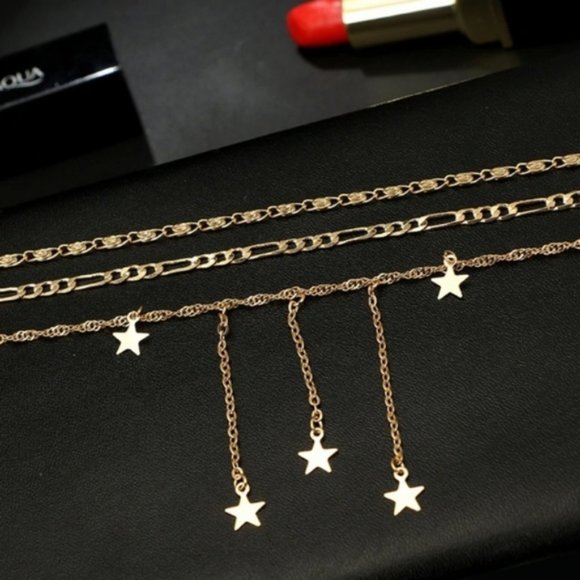 Layered Gold Falling Stars Necklace - Picture 4 of 7